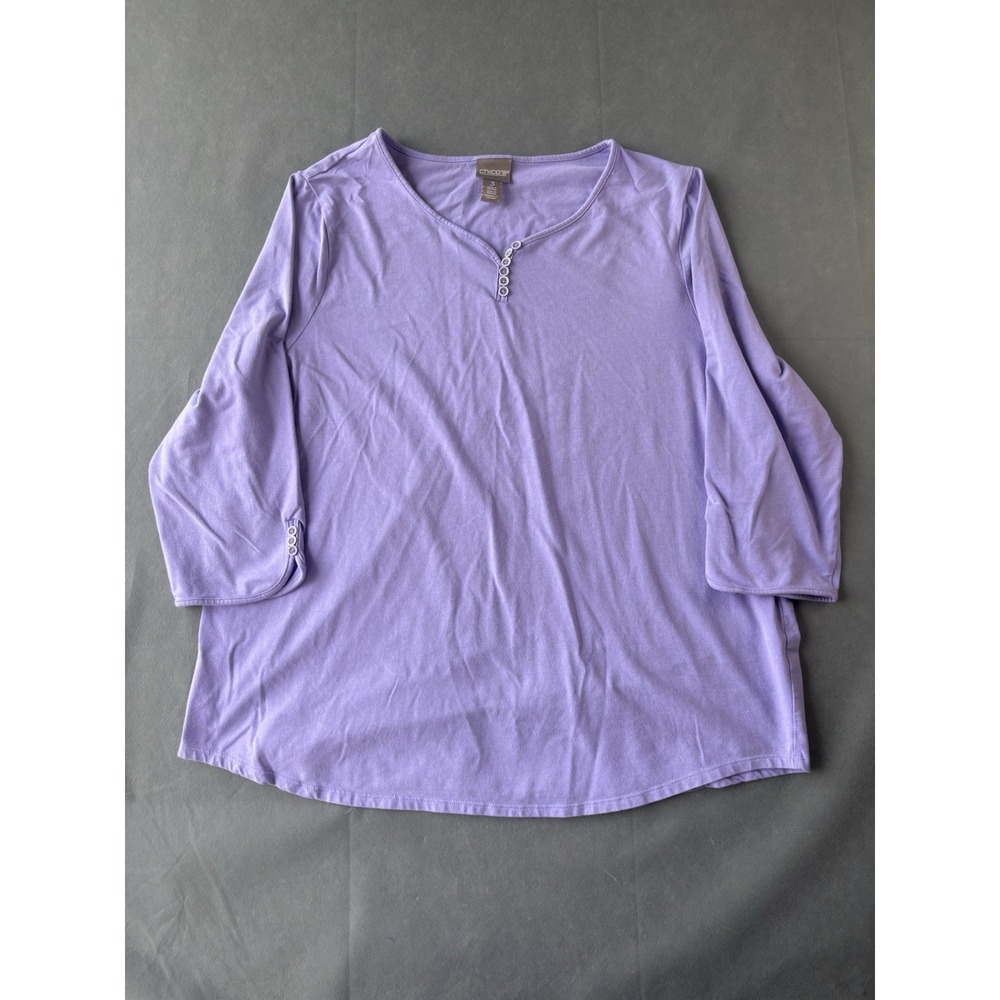 Chico's Women Shirt Blouse Sz 3 Lavender‎ Purple